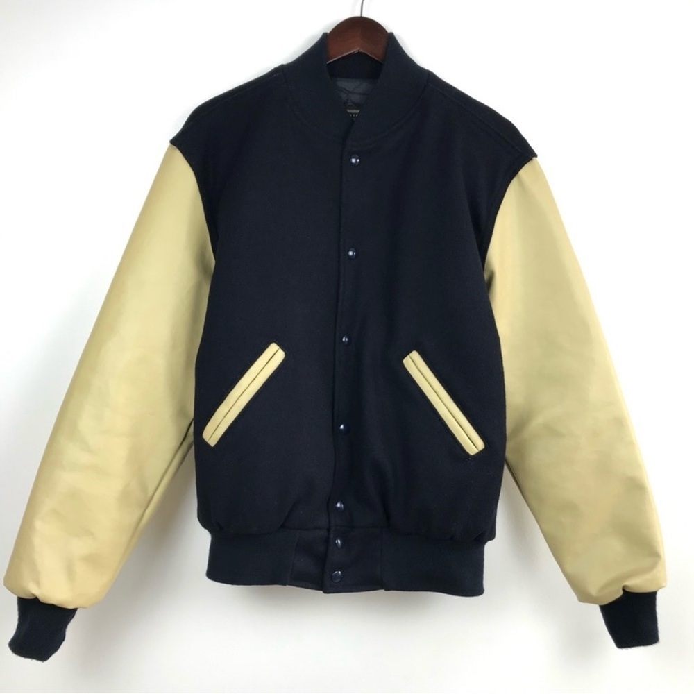 Holloway Unisex Letterman Virgin Wool Varsity Jacket Size S Vinyl Sleeves